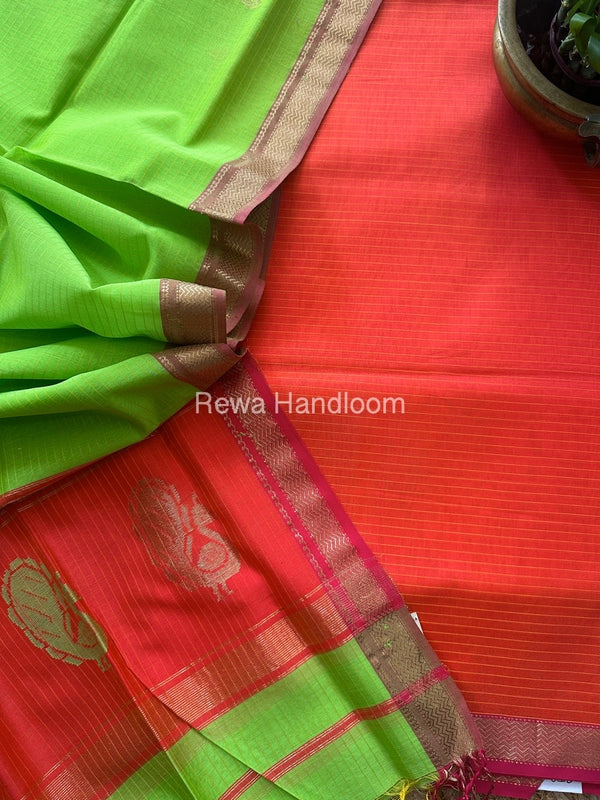 Maheshwari Peacock Buta-Buti Top-Dupatta Set