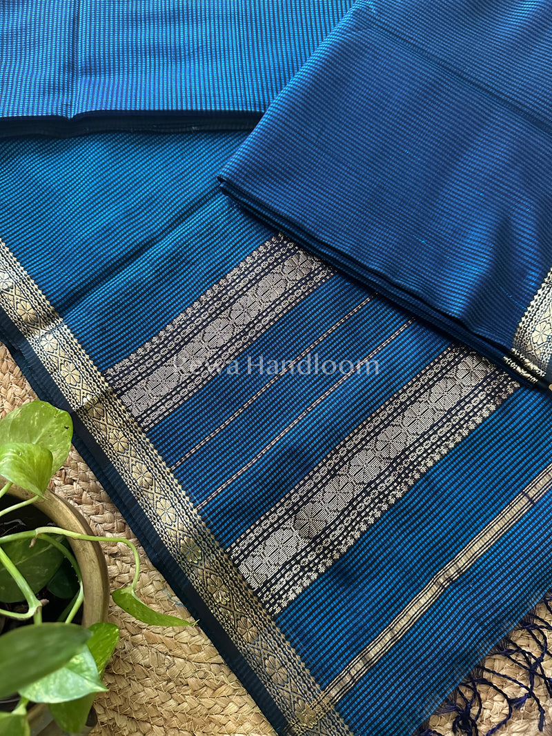 Maheshwari Rama Green Garbha Reshami Silk Saree-GS12