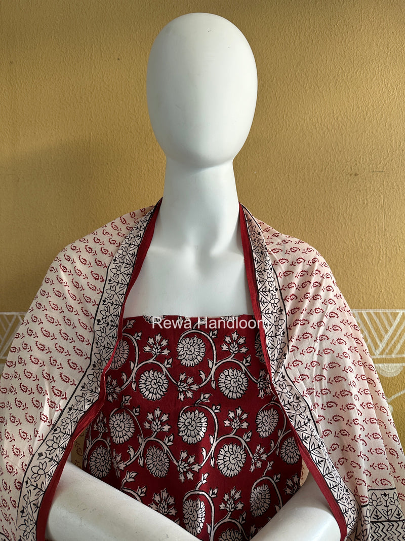 Red-White Bagh Print Cotton Suit BGCSJ0224