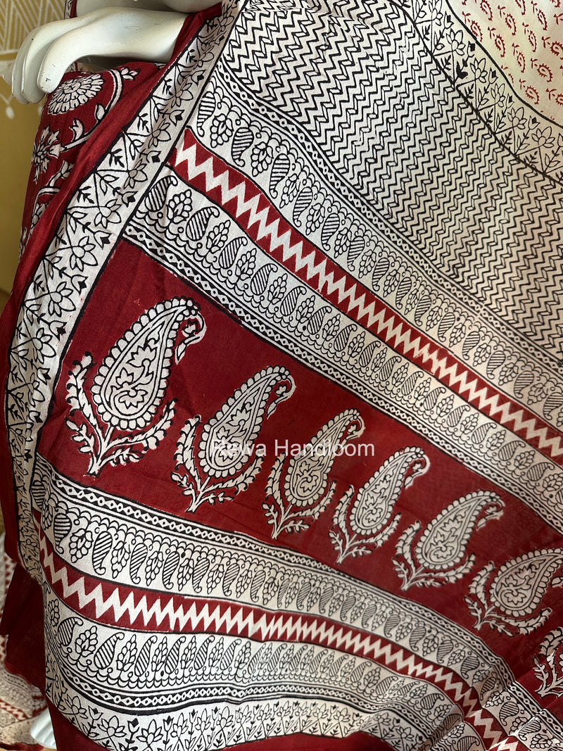 Red-White Bagh Print Cotton Suit BGCSJ0224