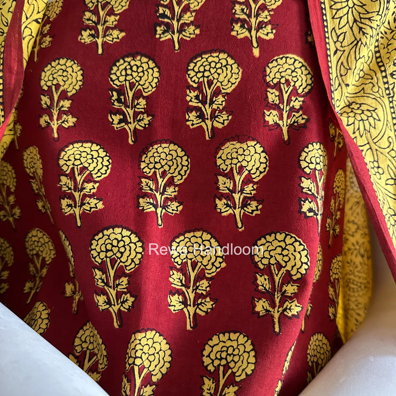 Maroon-Yellow Bagh Print Cotton Suit BGCSJ0204