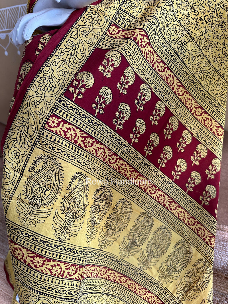 Maroon-Yellow Bagh Print Cotton Suit BGCSJ0204
