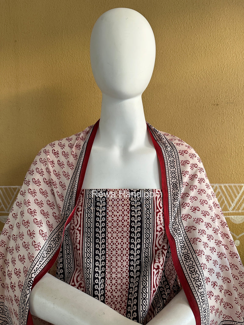 White Bagh Print Cotton Suit BCSP091