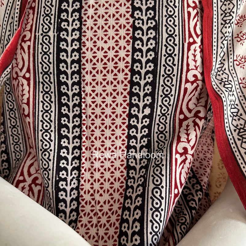 White Bagh Print Cotton Suit BCSP091