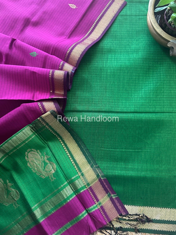 Maheshwari Peacock Buta-Buti Top-Dupatta Set