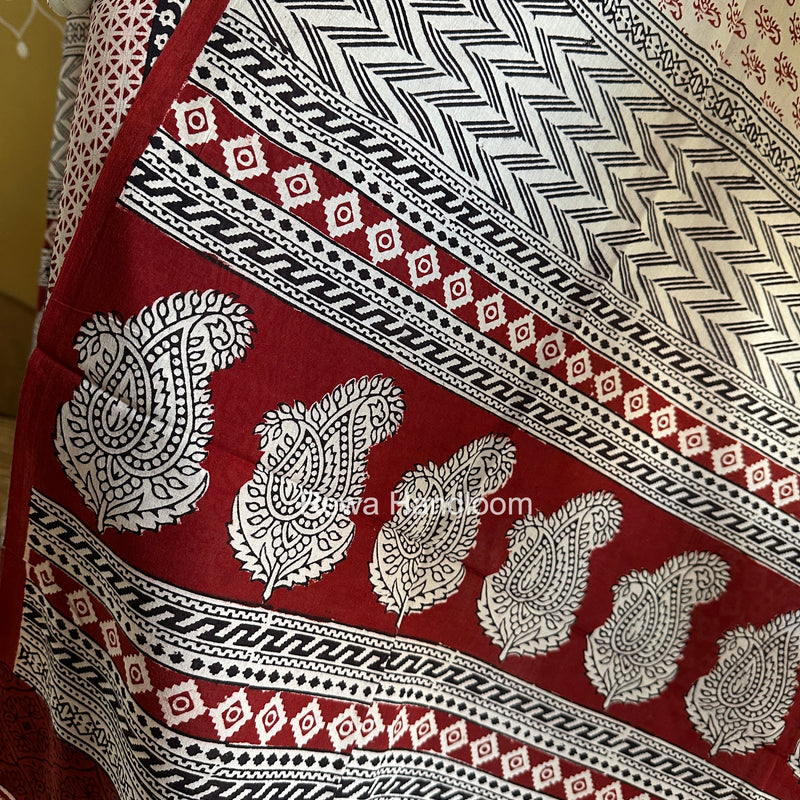White Bagh Print Cotton Suit BCSP091