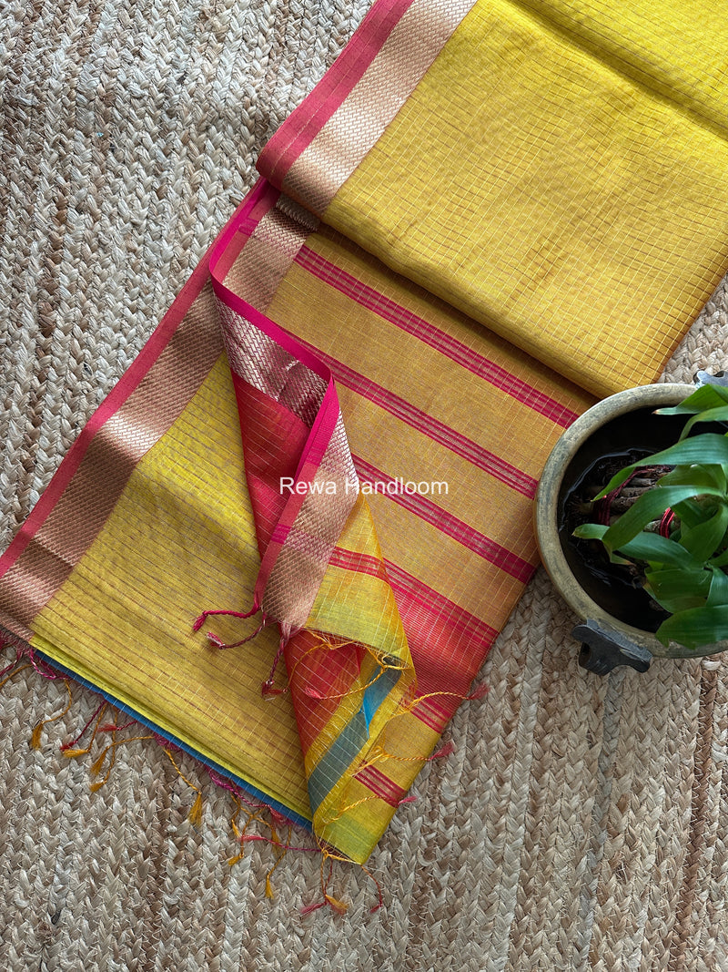 Maheshwari Zari Checks Shaded Saree