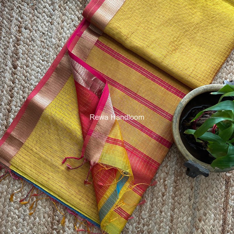 Maheshwari Zari Checks Shaded Saree