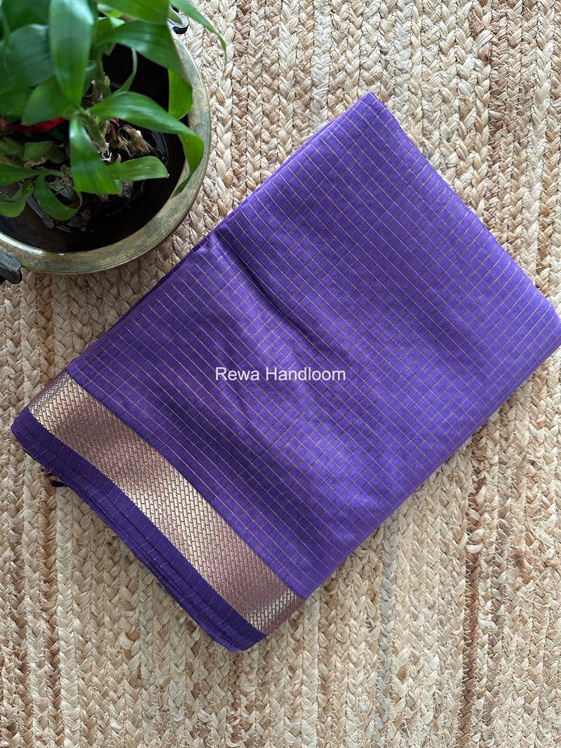 Maheshwari Lavender Zari Checks Shaded Saree ZCSS02