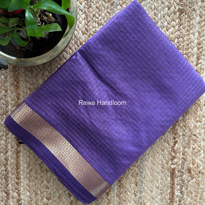 Maheshwari Lavender Zari Checks Shaded Saree ZCSS02