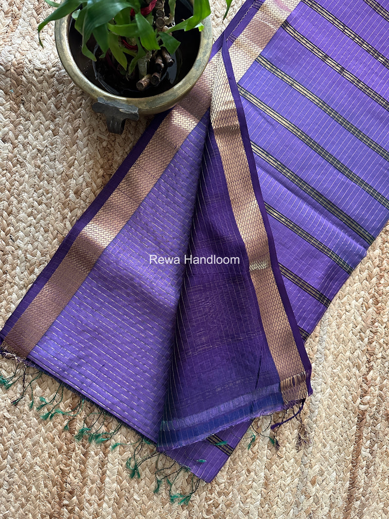 Maheshwari Lavender Zari Checks Shaded Saree ZCSS02