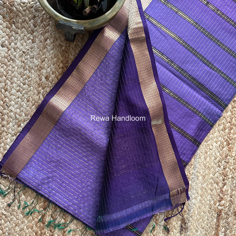 Maheshwari Lavender Zari Checks Shaded Saree ZCSS02