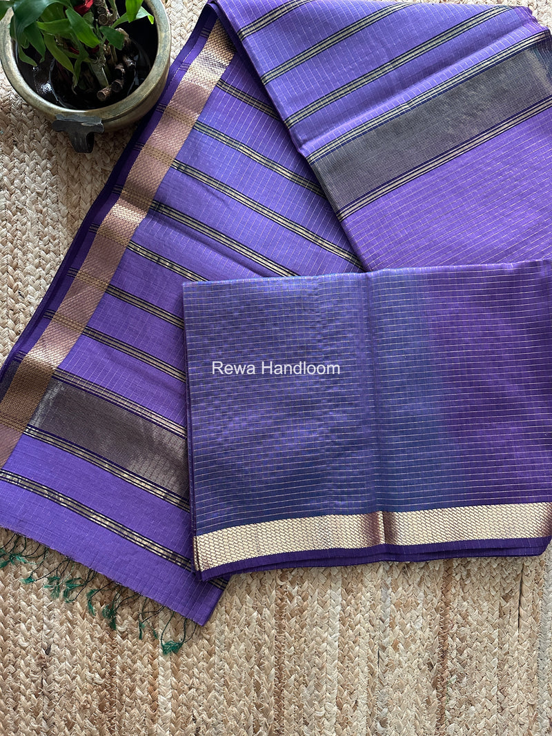 Maheshwari Lavender Zari Checks Shaded Saree ZCSS02
