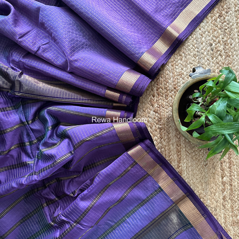 Maheshwari Lavender Zari Checks Shaded Saree ZCSS02