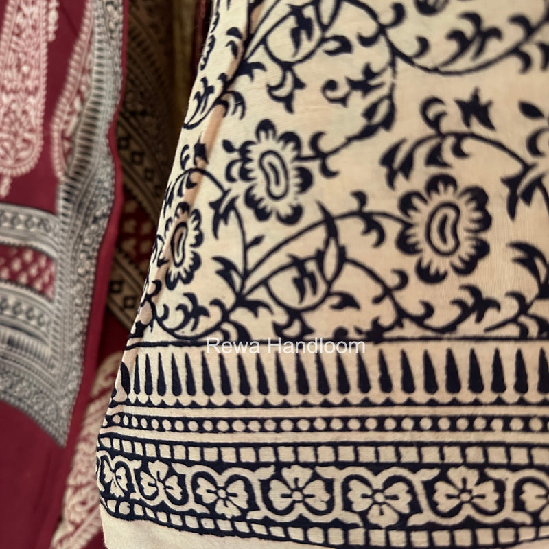 Maroon-Peach Bagh Print Cotton Suit BGCSJ0218 Rewa Handloom