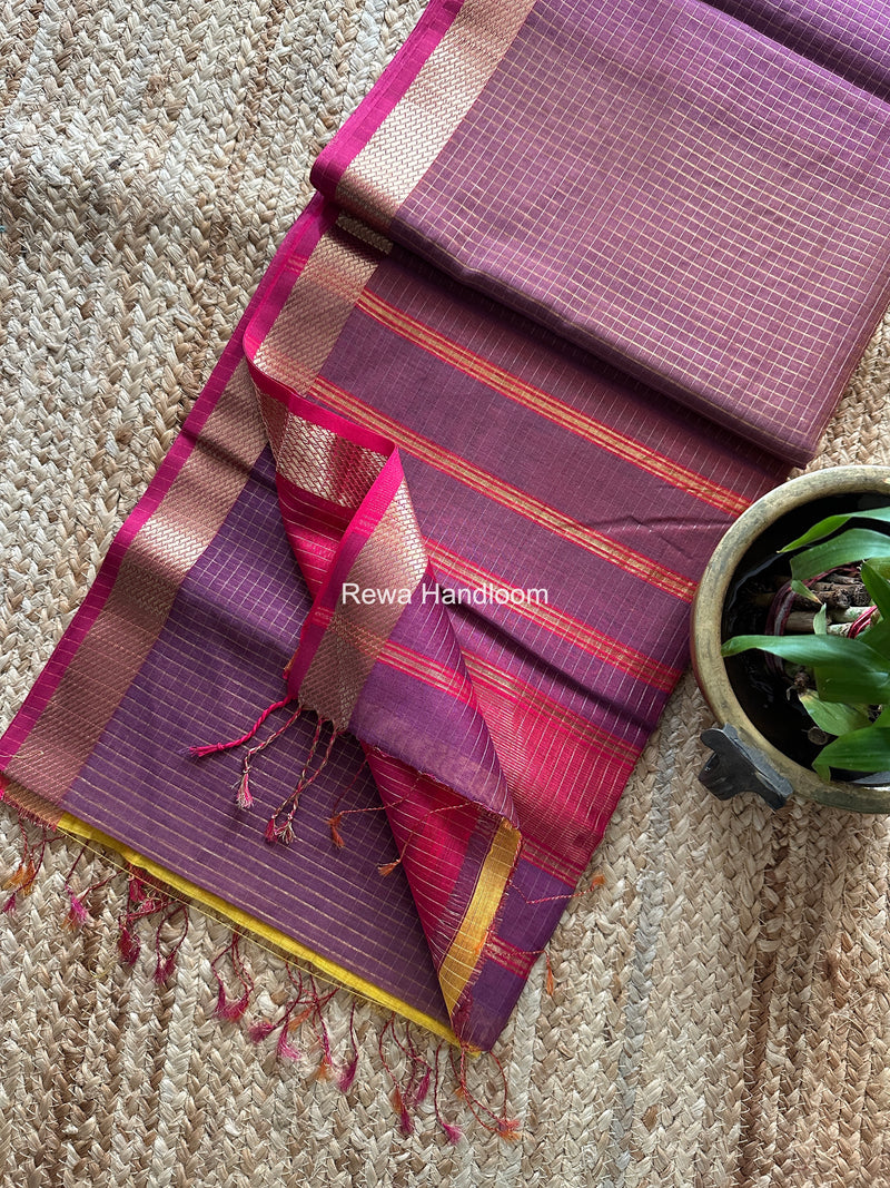 Maheshwari Zari Checks Shaded Saree