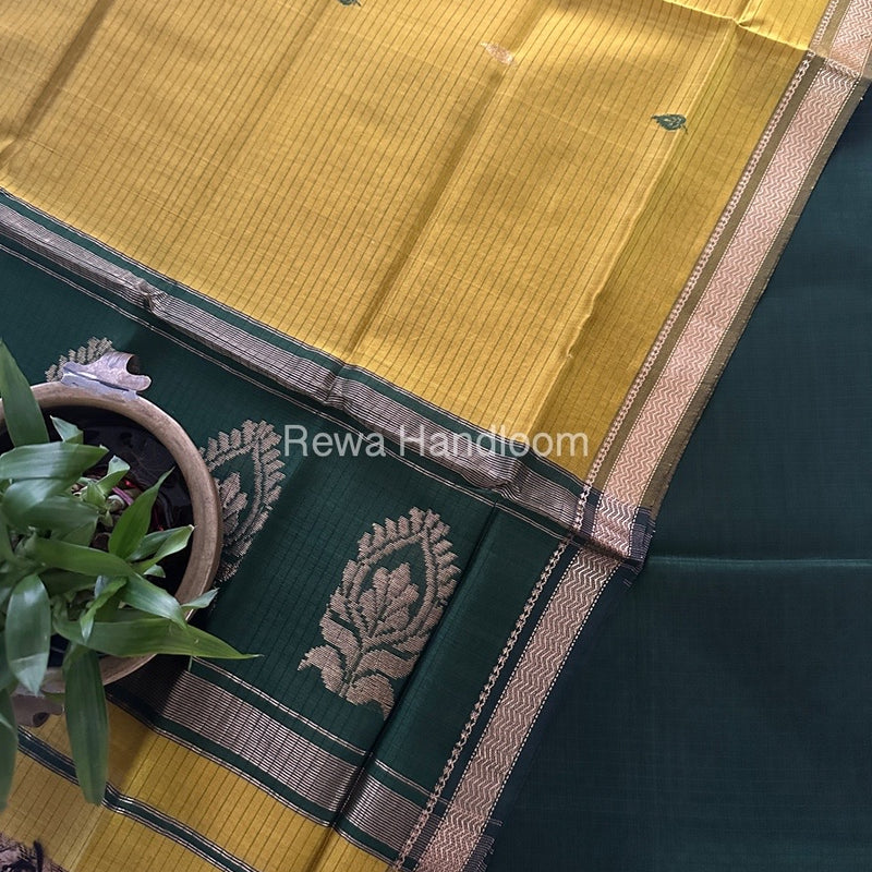 Maheshwari Chutney Green-Mehendi Green Motifs Top-Dupatta Set MS0180