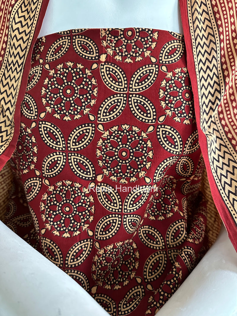 Maroon-Peach Bagh Print Cotton Suit BGCSJ0211