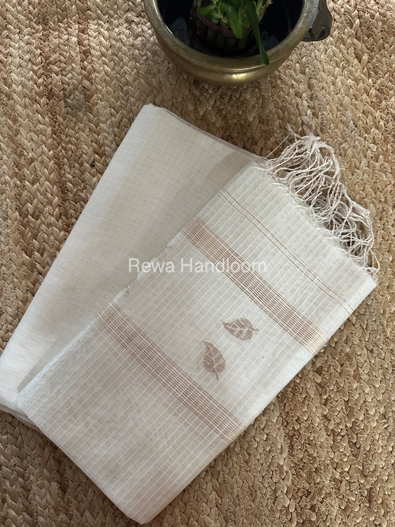 Maheshwari White Patti Butti Top-Dupatta Set MS064