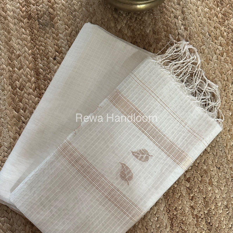 Maheshwari White Patti Butti Top-Dupatta Set MS064