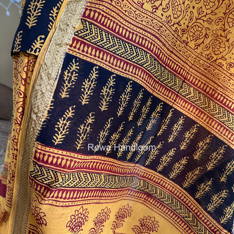 Black-Yellow Bagh Print Cotton Suit BGCSJ0212