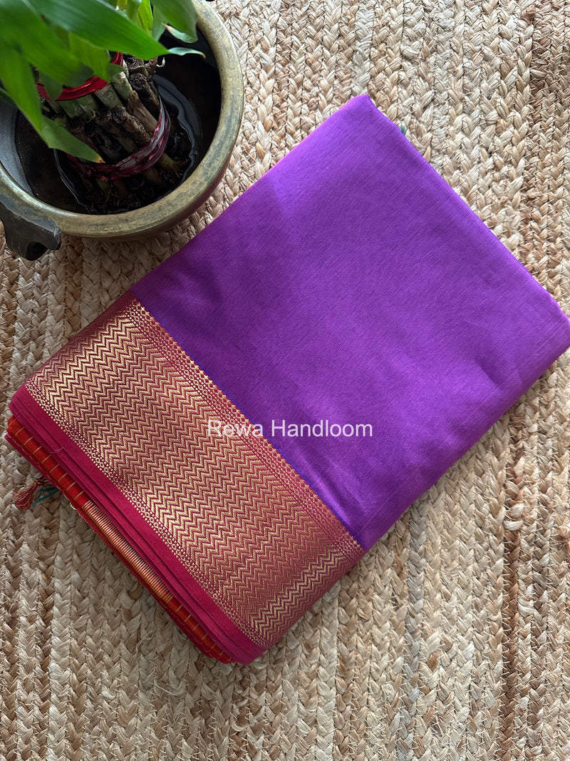 Maheshwari Light Purple Shaded Plain Saree ZBPS01