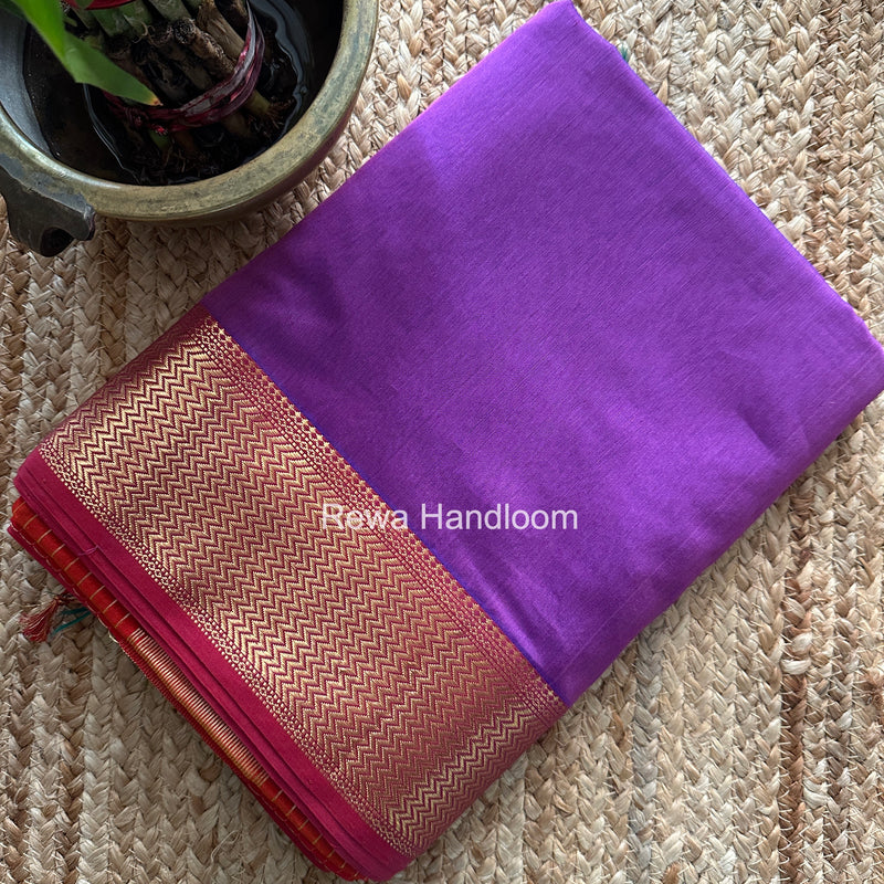Maheshwari Light Purple Shaded Plain Saree ZBPS01