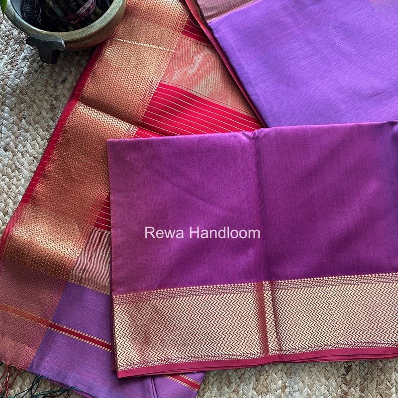 Maheshwari Light Purple Shaded Plain Saree ZBPS01