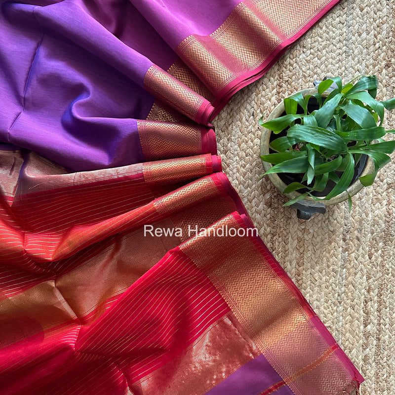 Maheshwari Light Purple Shaded Plain Saree ZBPS01