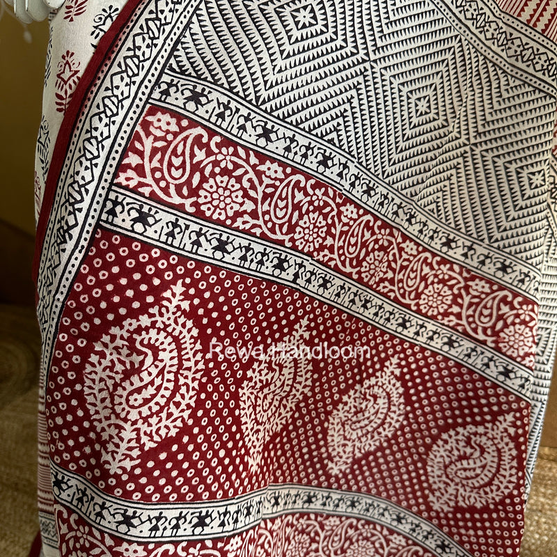 White-Red Bagh Print Cotton Suit BGCSJ0208