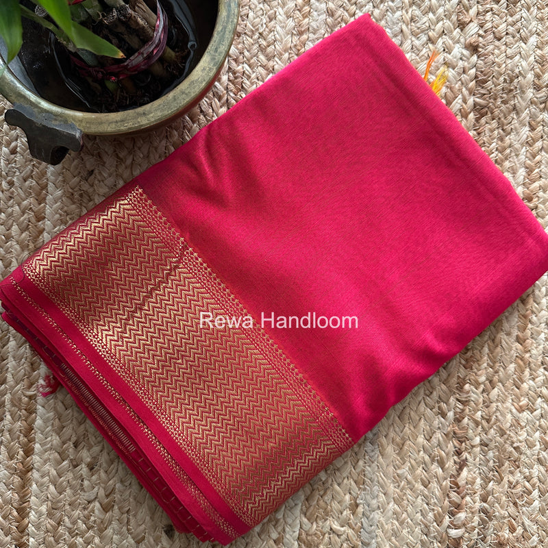 Maheshwari Rani Pink Shaded Plain Saree ZBPS02