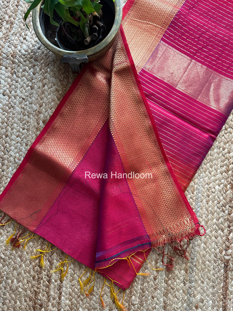 Maheshwari Rani Pink Shaded Plain Saree ZBPS02