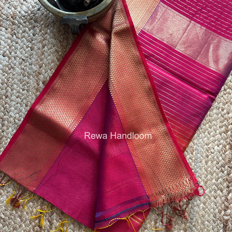 Maheshwari Rani Pink Shaded Plain Saree ZBPS02