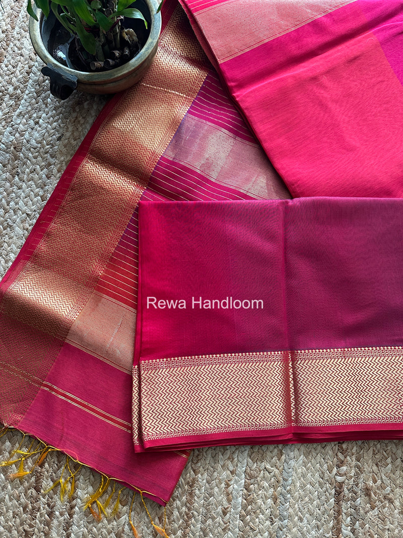 Maheshwari Rani Pink Shaded Plain Saree ZBPS02