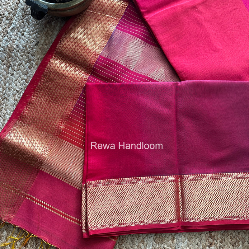Maheshwari Rani Pink Shaded Plain Saree ZBPS02