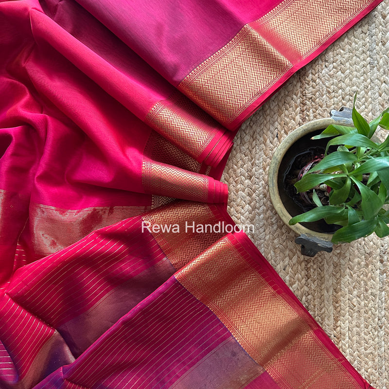 Maheshwari Rani Pink Shaded Plain Saree ZBPS02