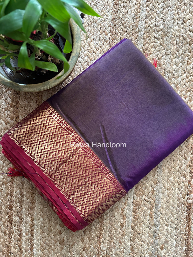 Maheshwari Violet Shaded Plain Saree ZBPS05