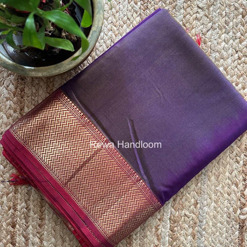 Maheshwari Violet Shaded Plain Saree ZBPS05