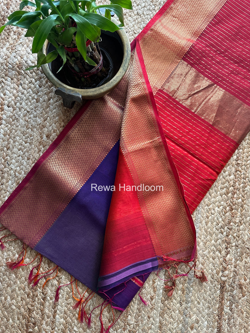 Maheshwari Violet Shaded Plain Saree ZBPS05