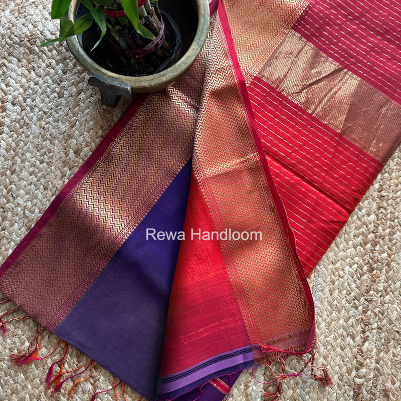 Maheshwari Violet Shaded Plain Saree ZBPS05