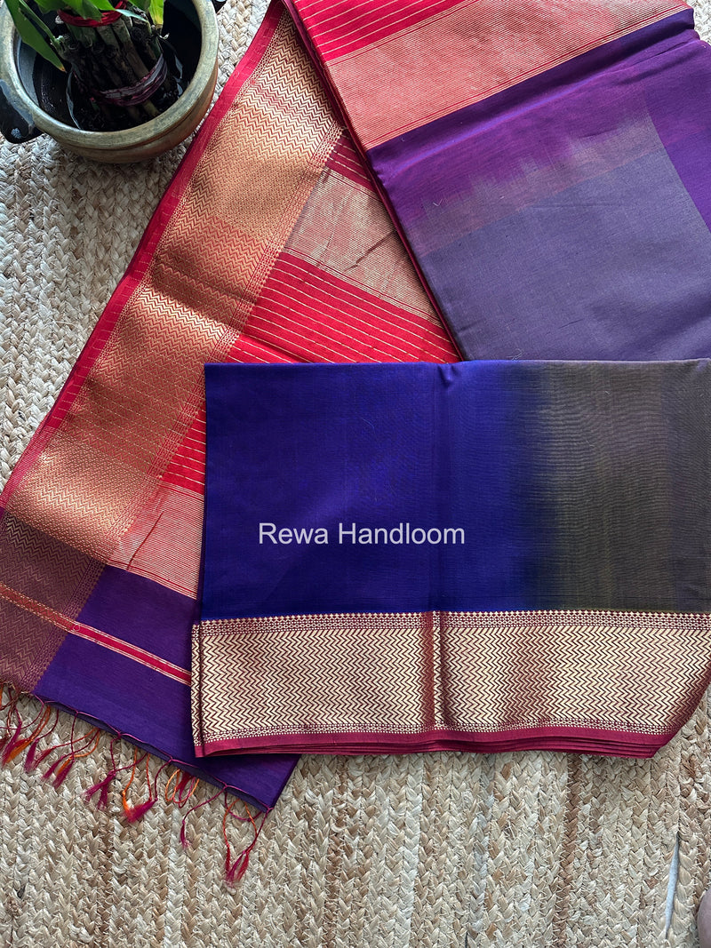 Maheshwari Violet Shaded Plain Saree ZBPS05