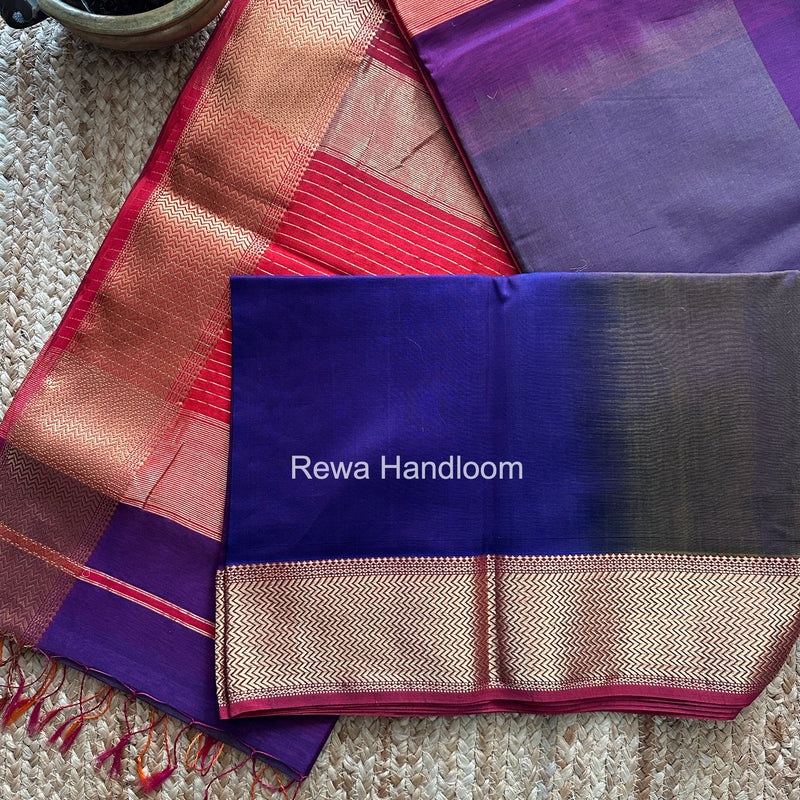 Maheshwari Violet Shaded Plain Saree ZBPS05