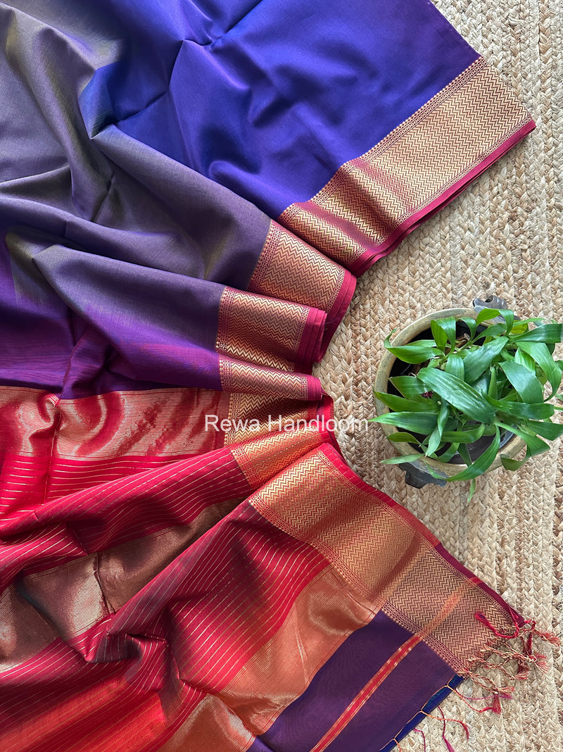 Maheshwari Violet Shaded Plain Saree ZBPS05