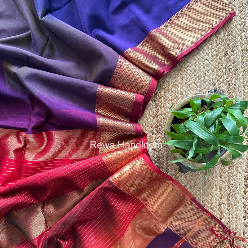 Maheshwari Violet Shaded Plain Saree ZBPS05