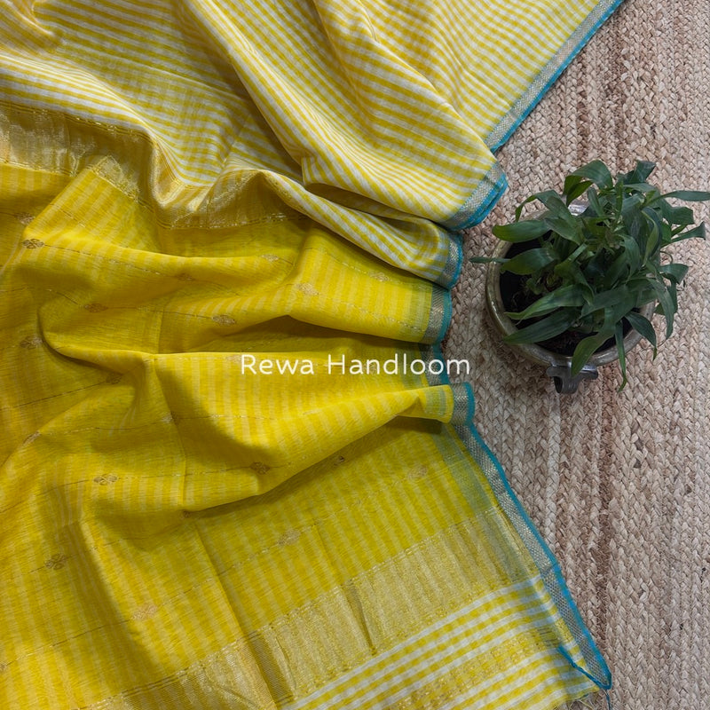 Exclusive Maheshwari Yellow Checks Saree CLBS04