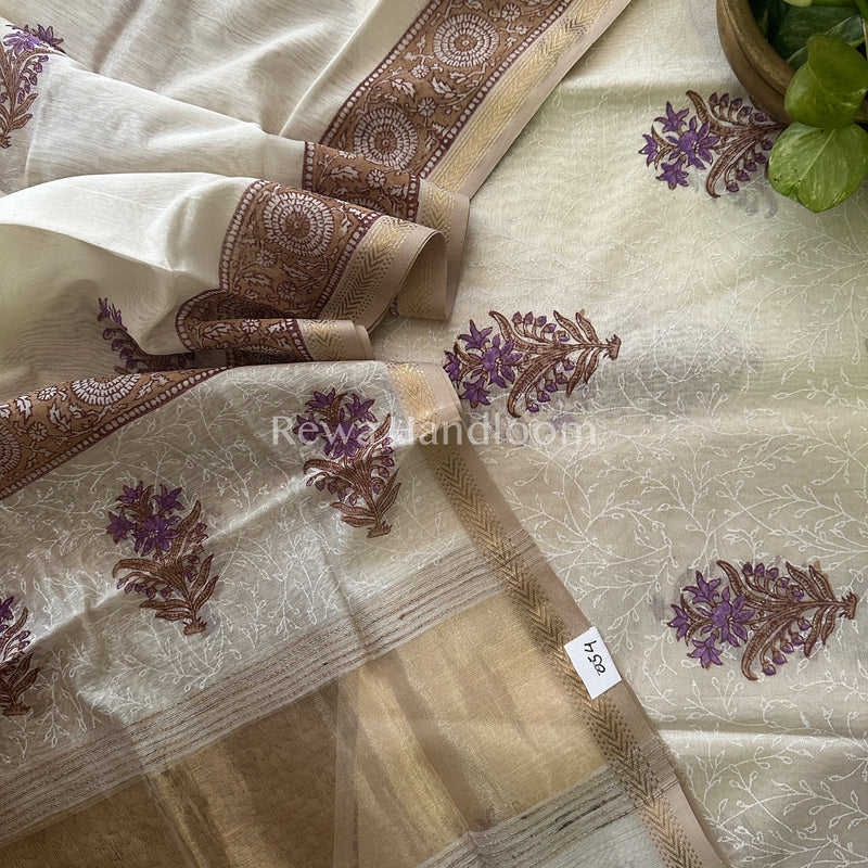 Maheshwari Handblock Print Top-Dupatta