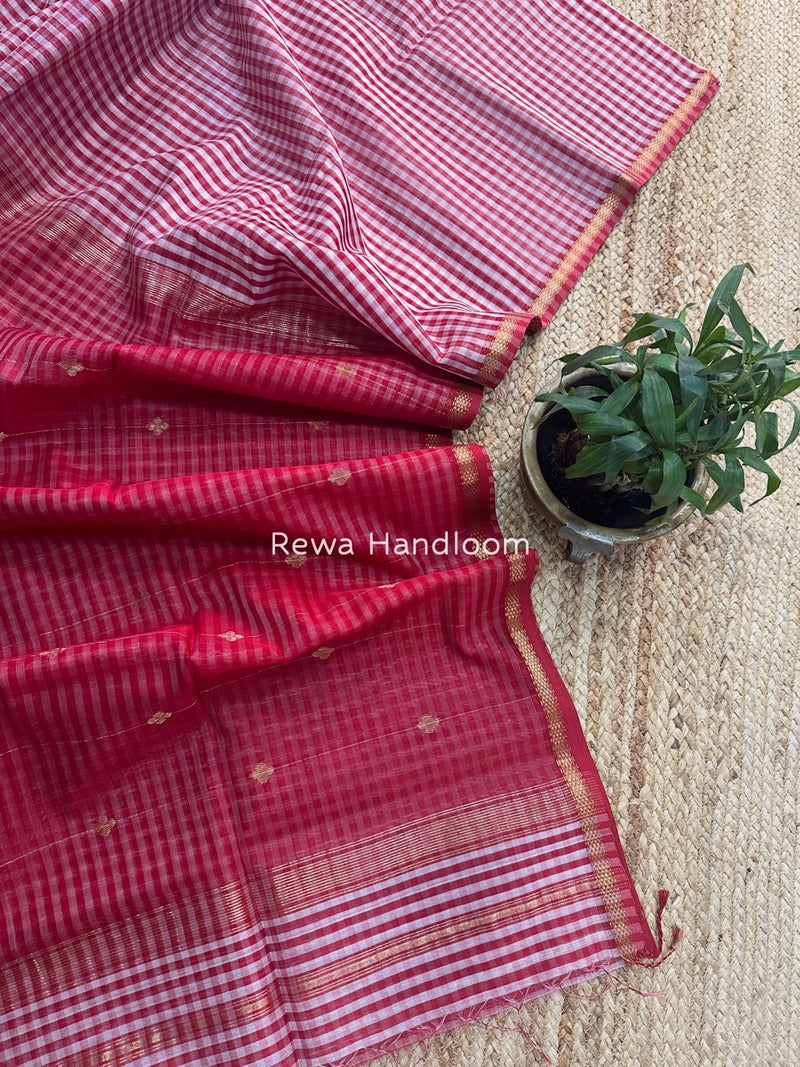 Exclusive Maheshwari Rani Pink Checks Saree CLBS03