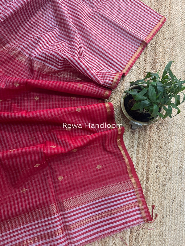 Exclusive Maheshwari Rani Pink Checks Saree CLBS03
