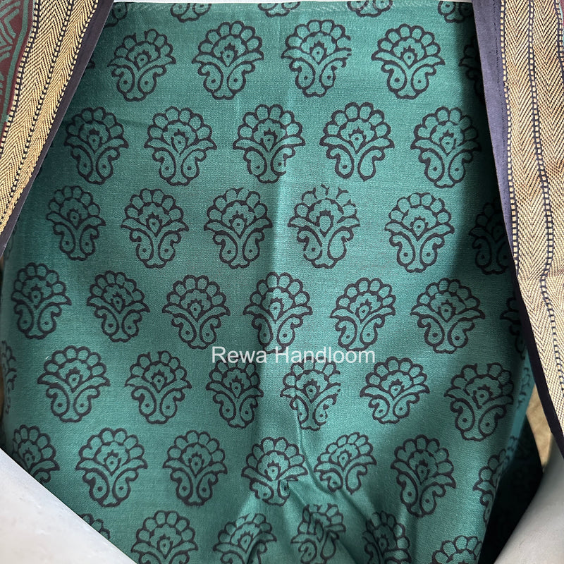 Maheshwari Aqua Green Bagh Print Suit BSP0197