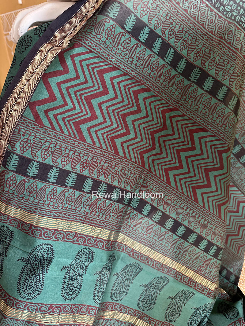 Maheshwari Aqua Green Bagh Print Suit BSP0197